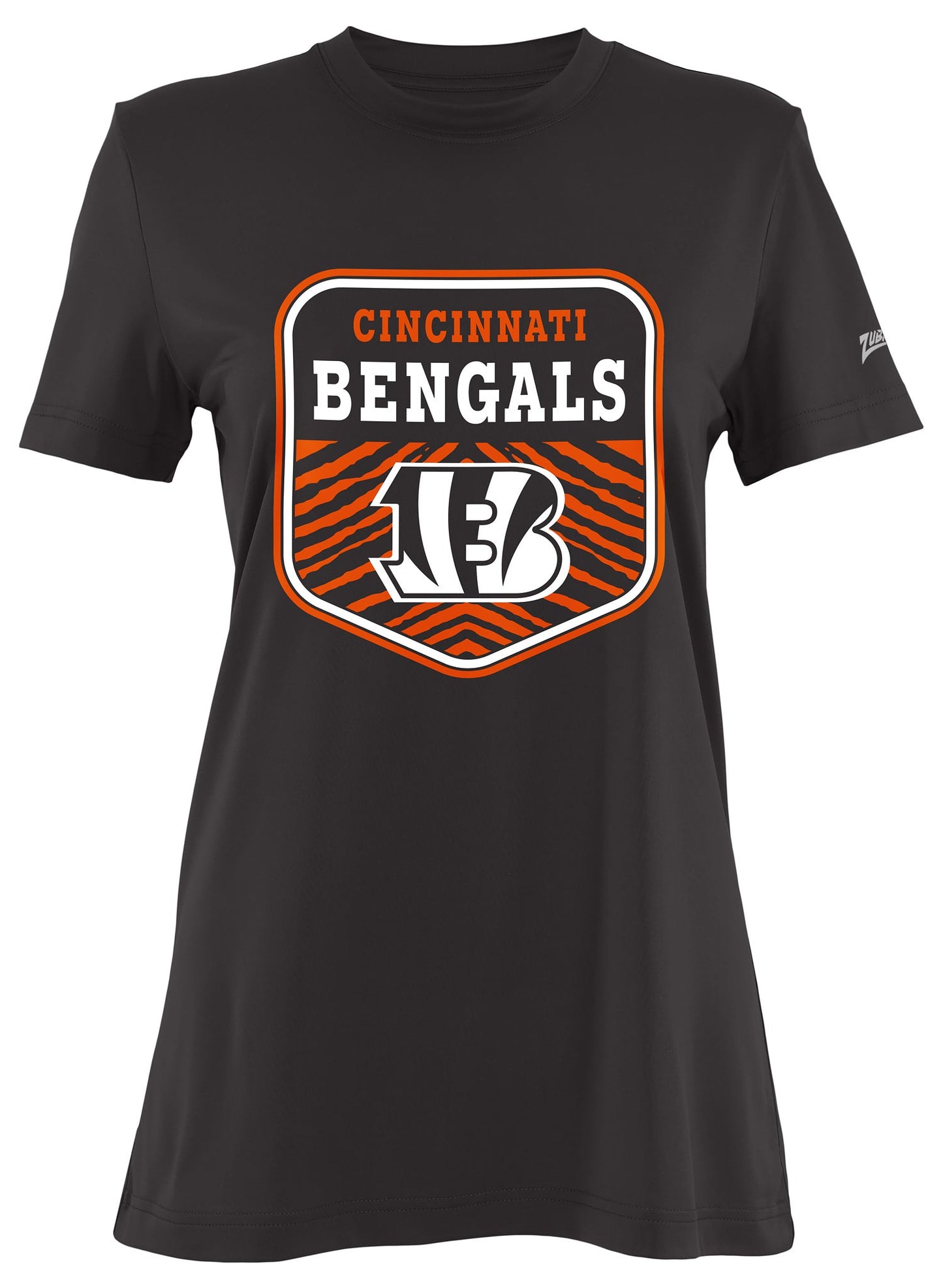 Zubaz NFL Women's Kicker Team Color Short Sleeve T-Shirt, Cincinnati Bengals