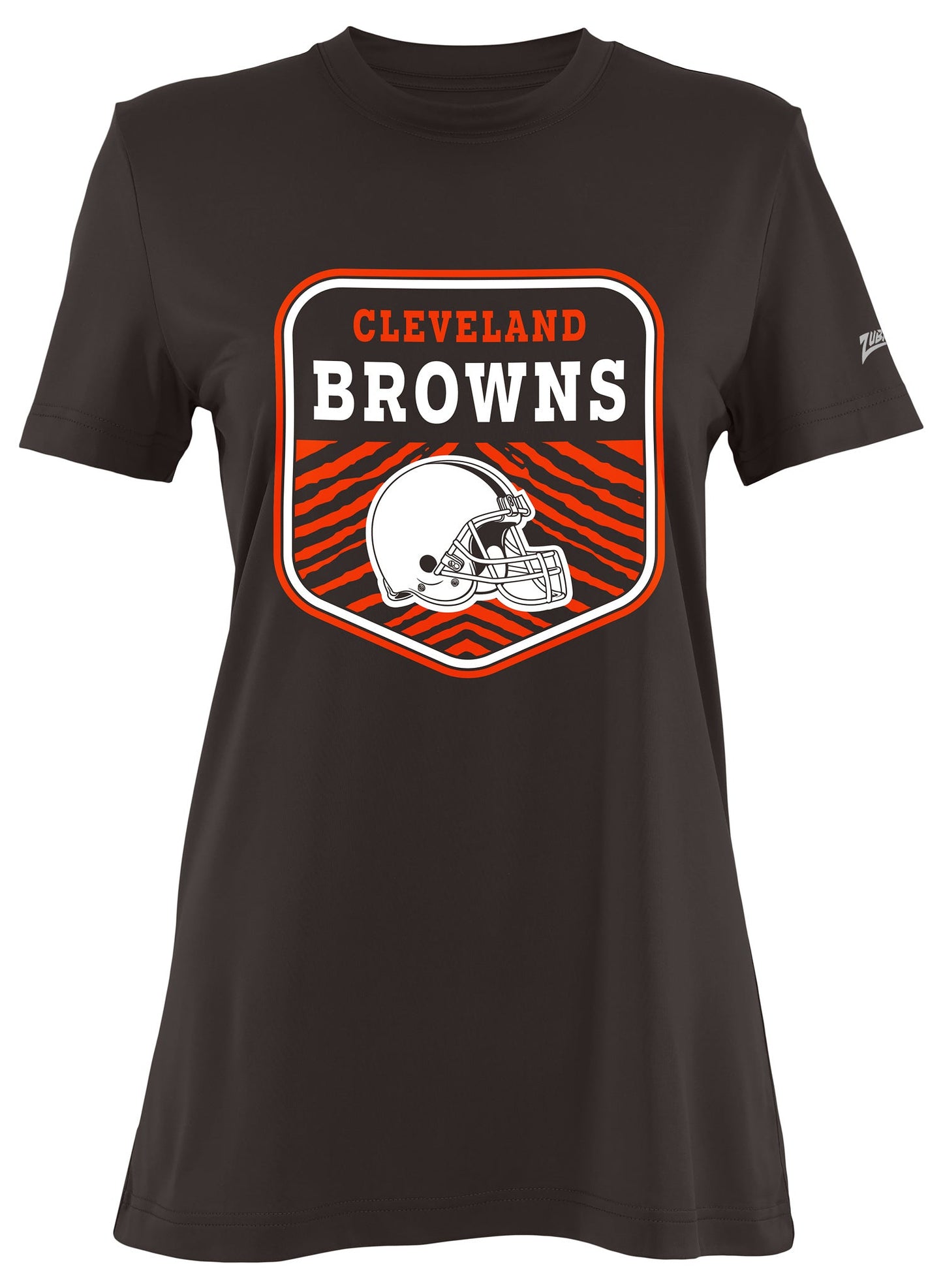Zubaz NFL Women's Kicker Team Color Short Sleeve T-Shirt, Cleveland Browns