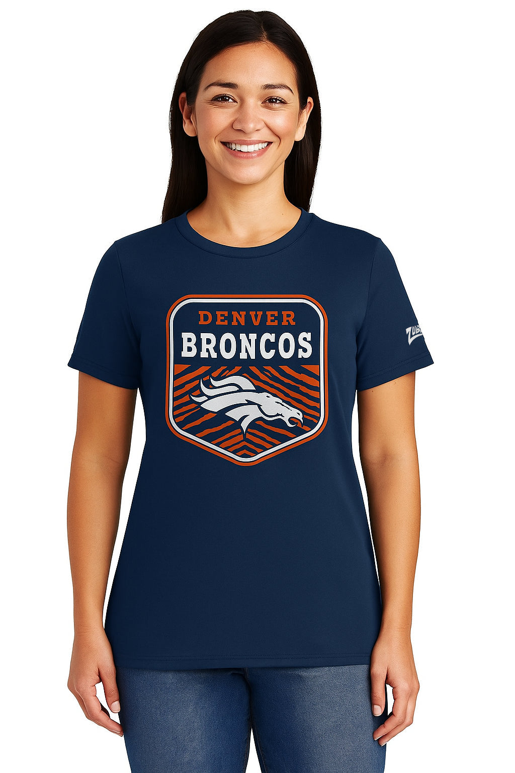Zubaz NFL Women's Kicker Team Color Short Sleeve T-Shirt, Denver Broncos