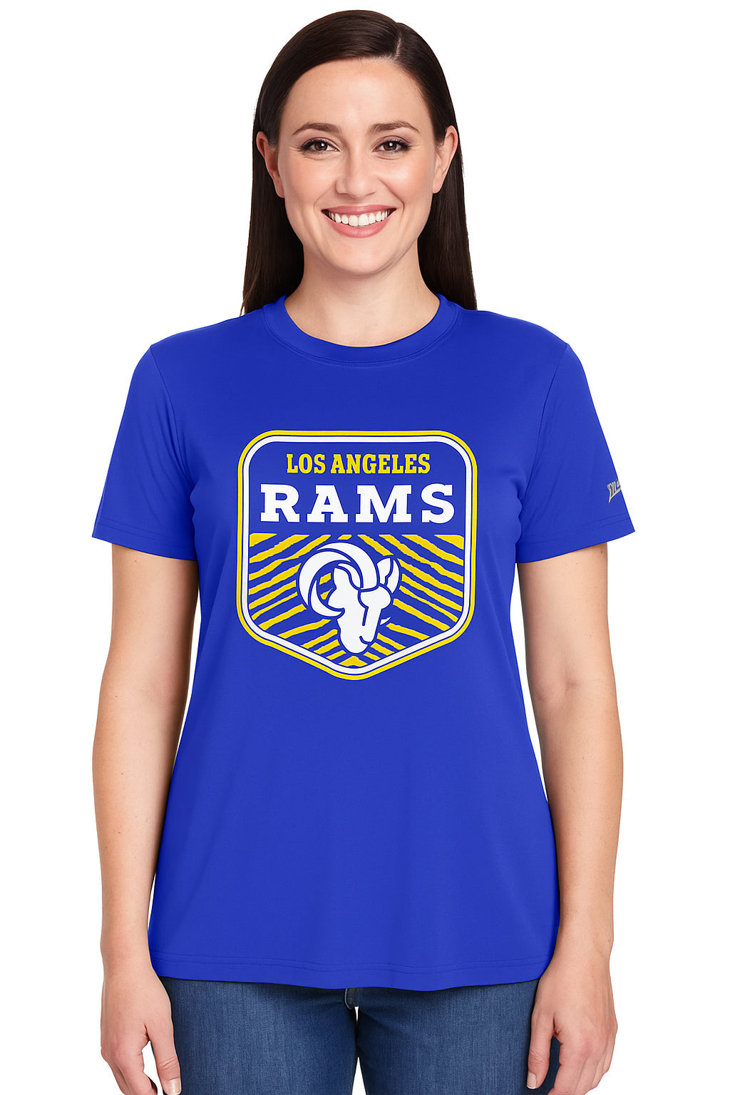 Zubaz NFL Women's Kicker Team Color Short Sleeve T-Shirt, Los Angeles Rams