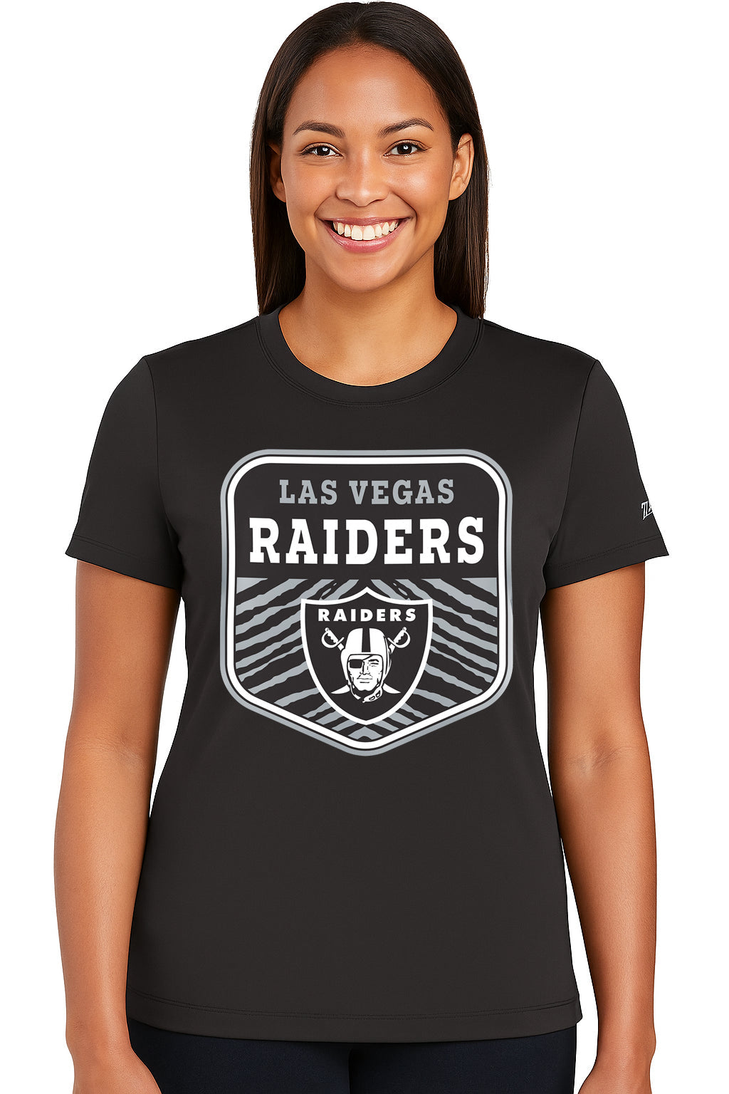 Zubaz NFL Women's Kicker Team Color Short Sleeve T-Shirt, Las Vegas Raiders