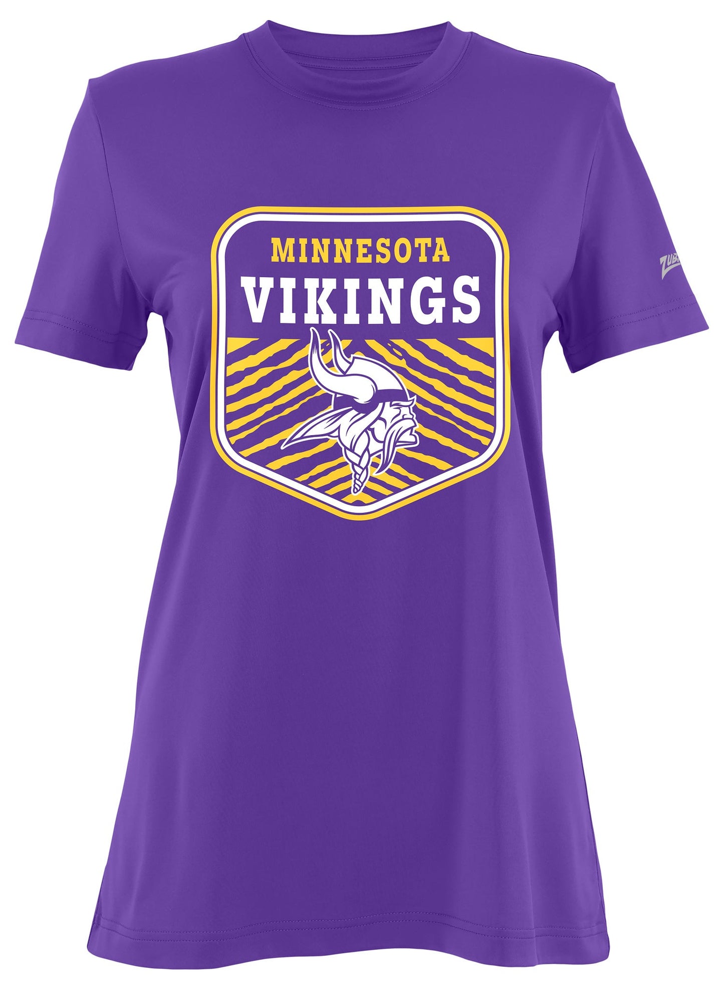 Zubaz NFL Women's Kicker Team Color Short Sleeve T-Shirt, Minnesota Vikings