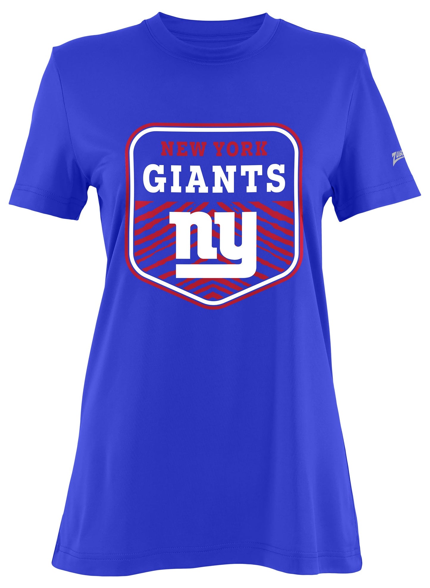Zubaz NFL Women's Kicker Team Color Short Sleeve T-Shirt, New York Giants