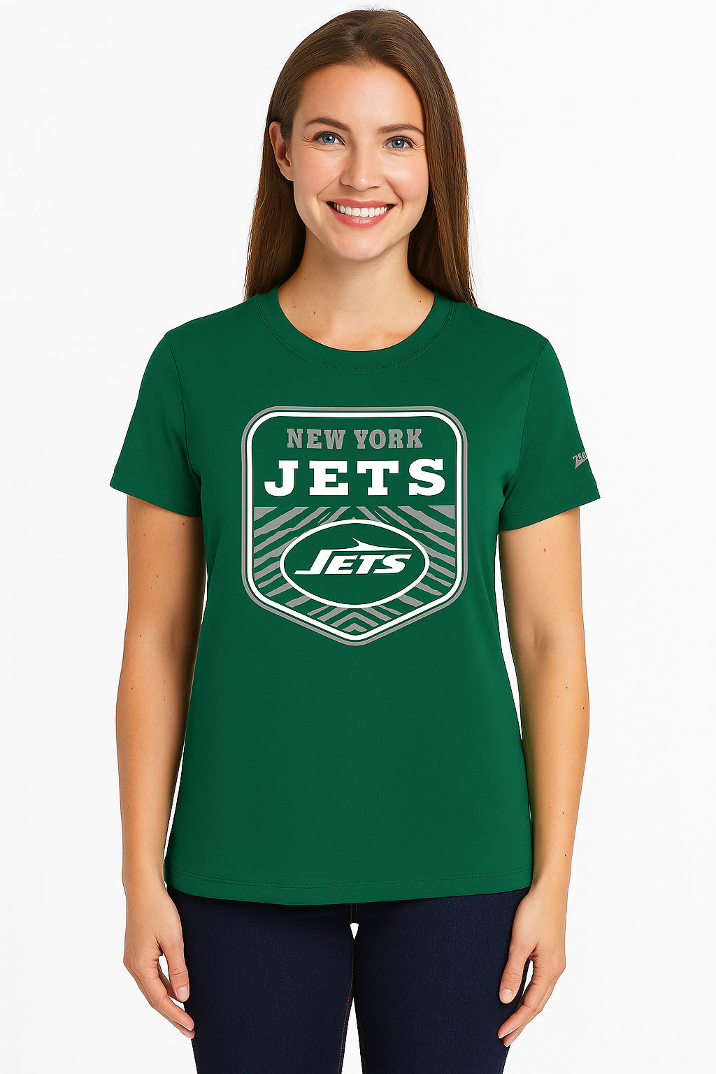 Zubaz NFL Women's Kicker Team Color Short Sleeve T-Shirt, New York Jets