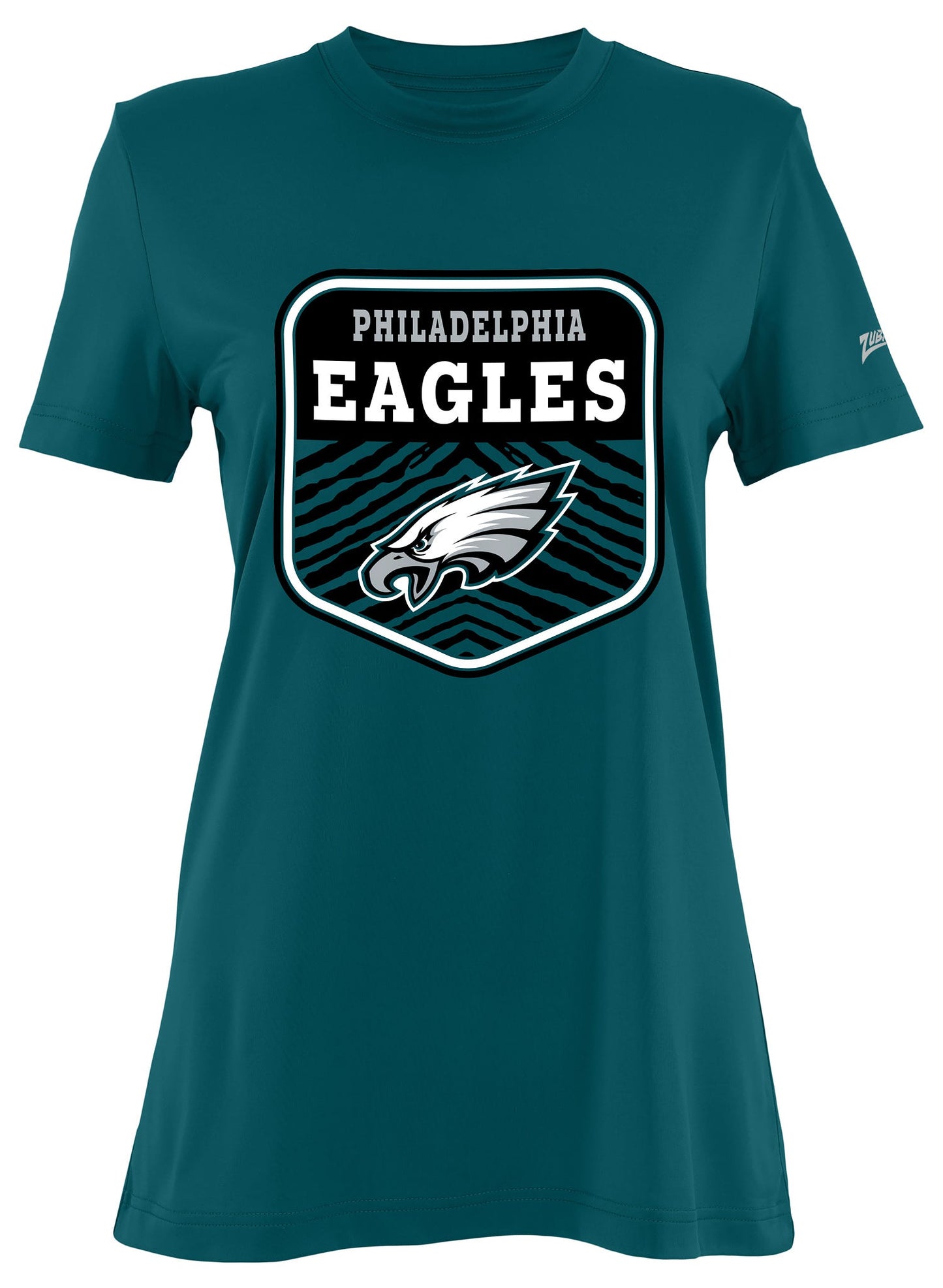 Zubaz NFL Women's Kicker Team Color Short Sleeve T-Shirt, Philadelphia Eagles