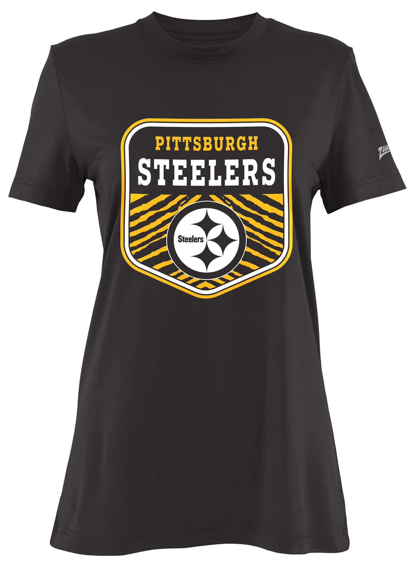 Zubaz NFL Women's Kicker Team Color Short Sleeve T-Shirt, Pittsburgh Steelers