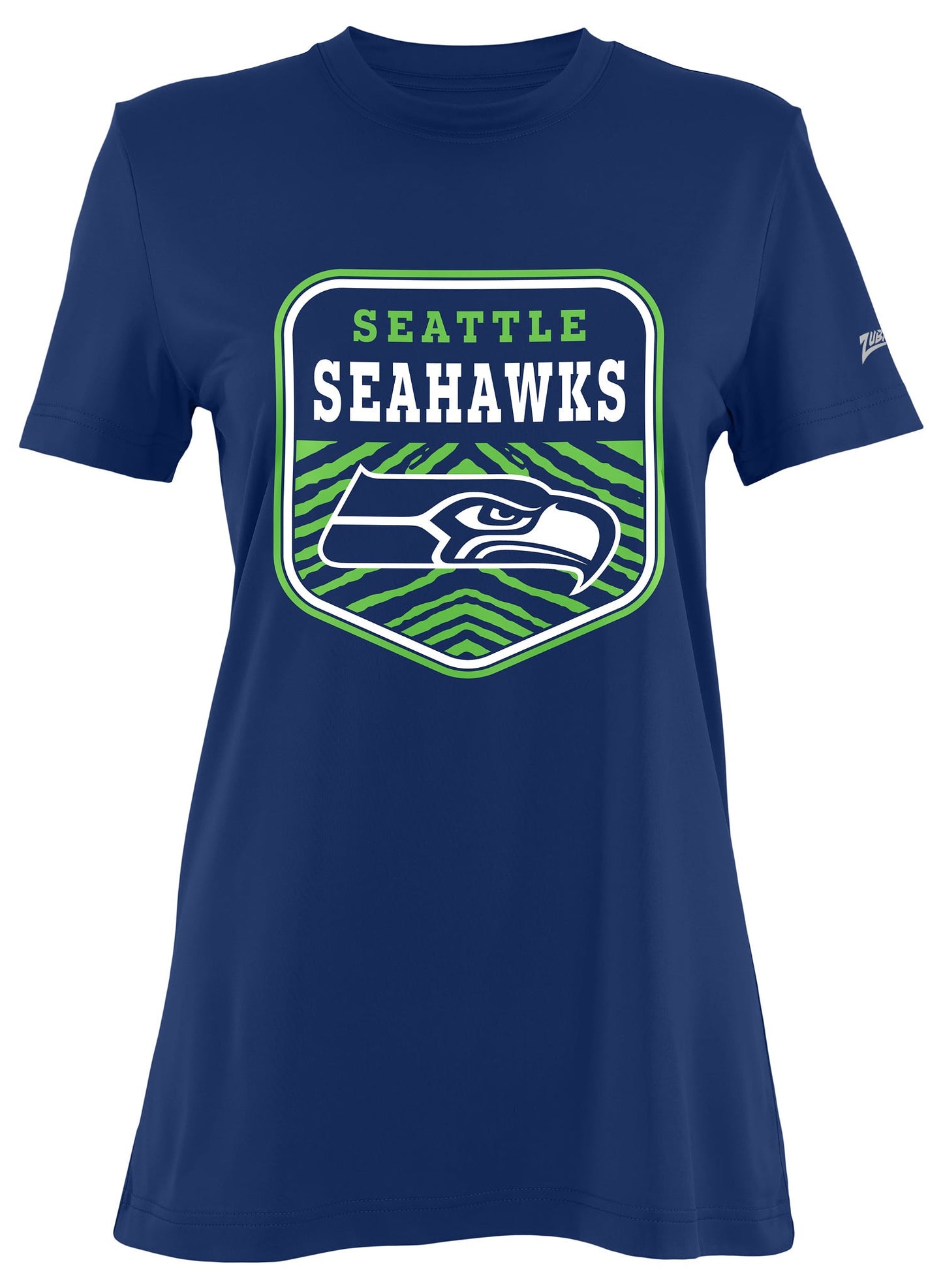 Zubaz NFL Women's Kicker Team Color Short Sleeve T-Shirt, Seattle Seahawks