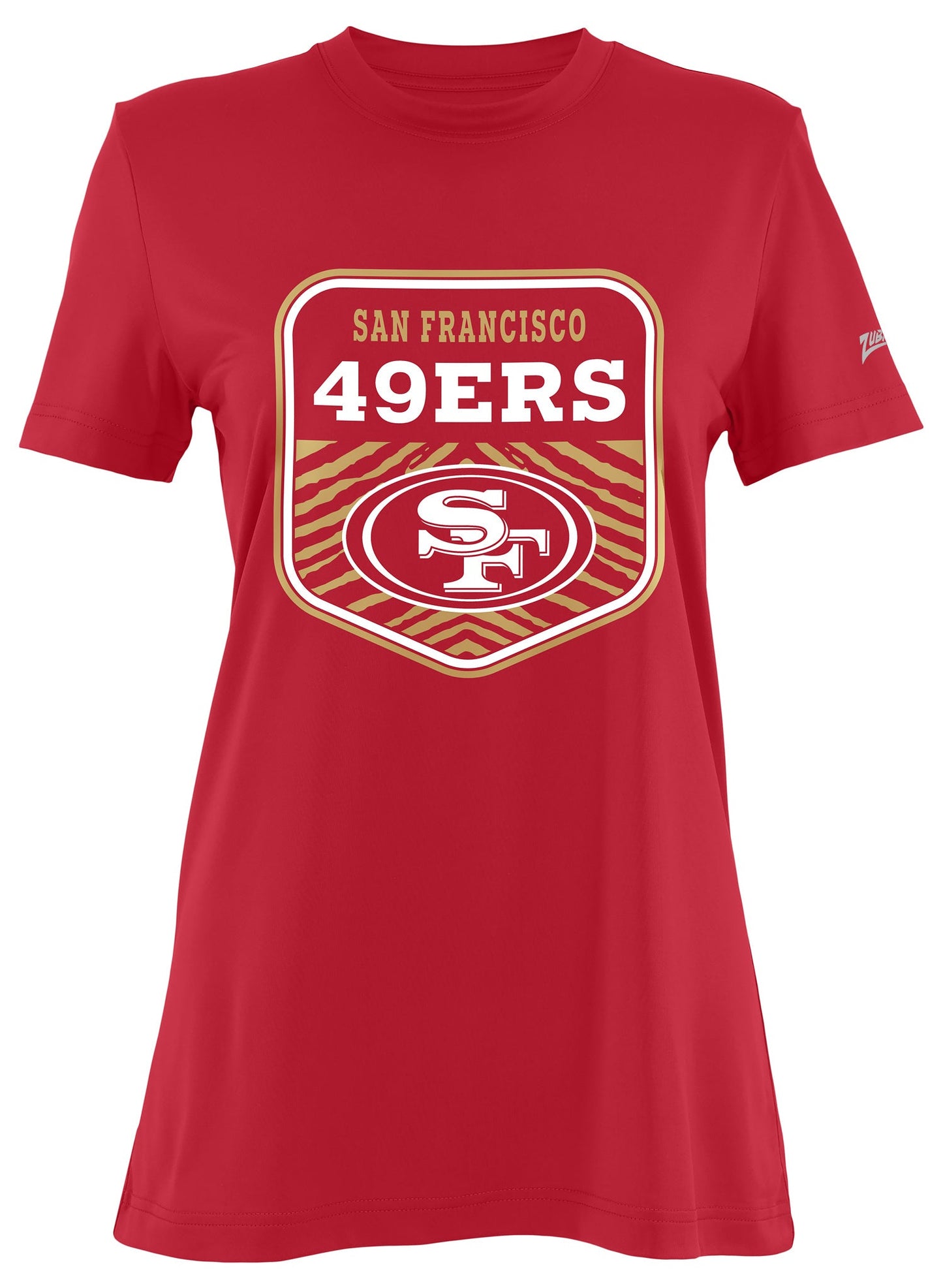 Zubaz NFL Women's Kicker Team Color Short Sleeve T-Shirt, San Francisco 49ers