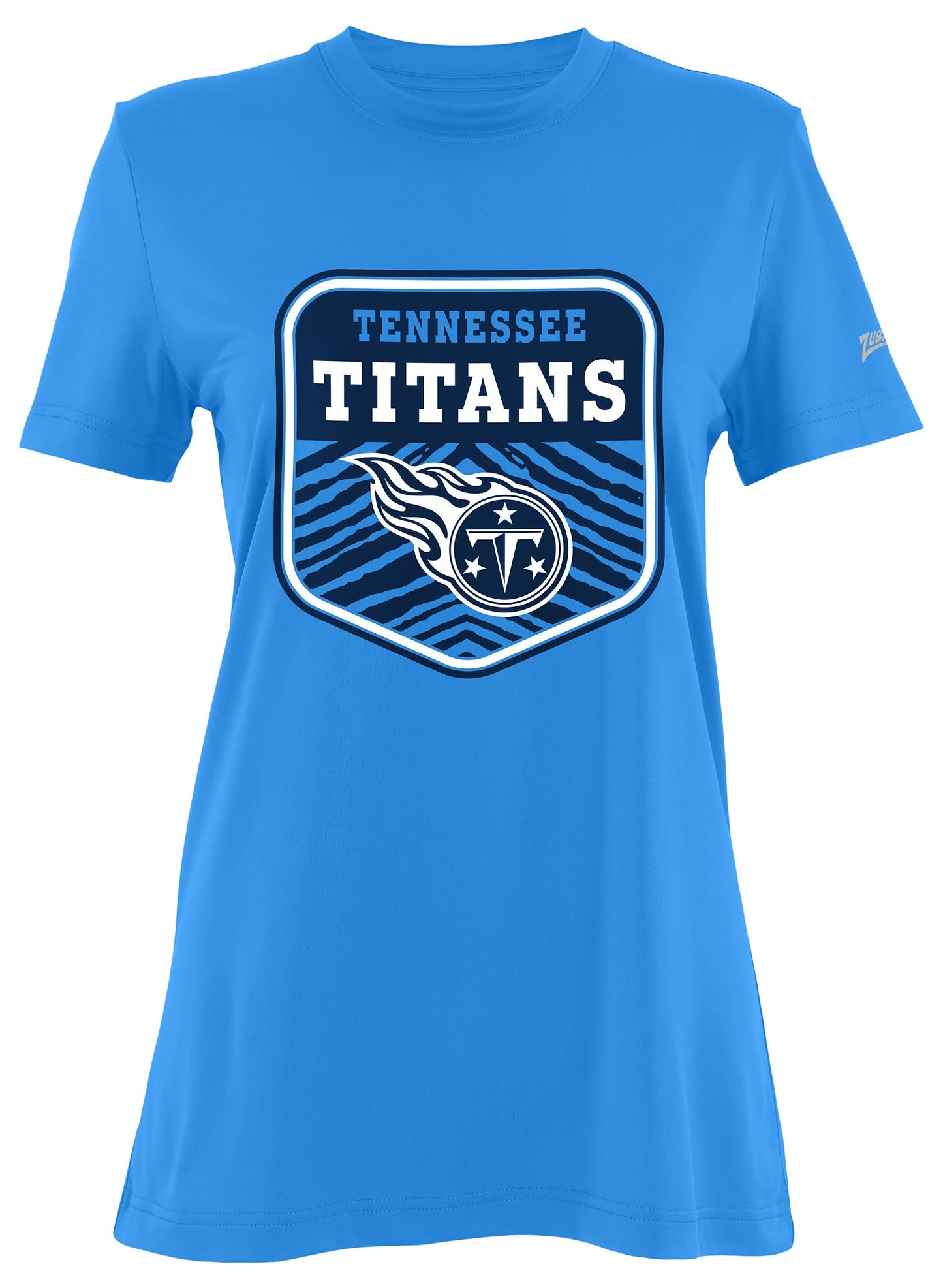 Zubaz NFL Women's Kicker Team Color Short Sleeve T-Shirt, Tennessee Titans