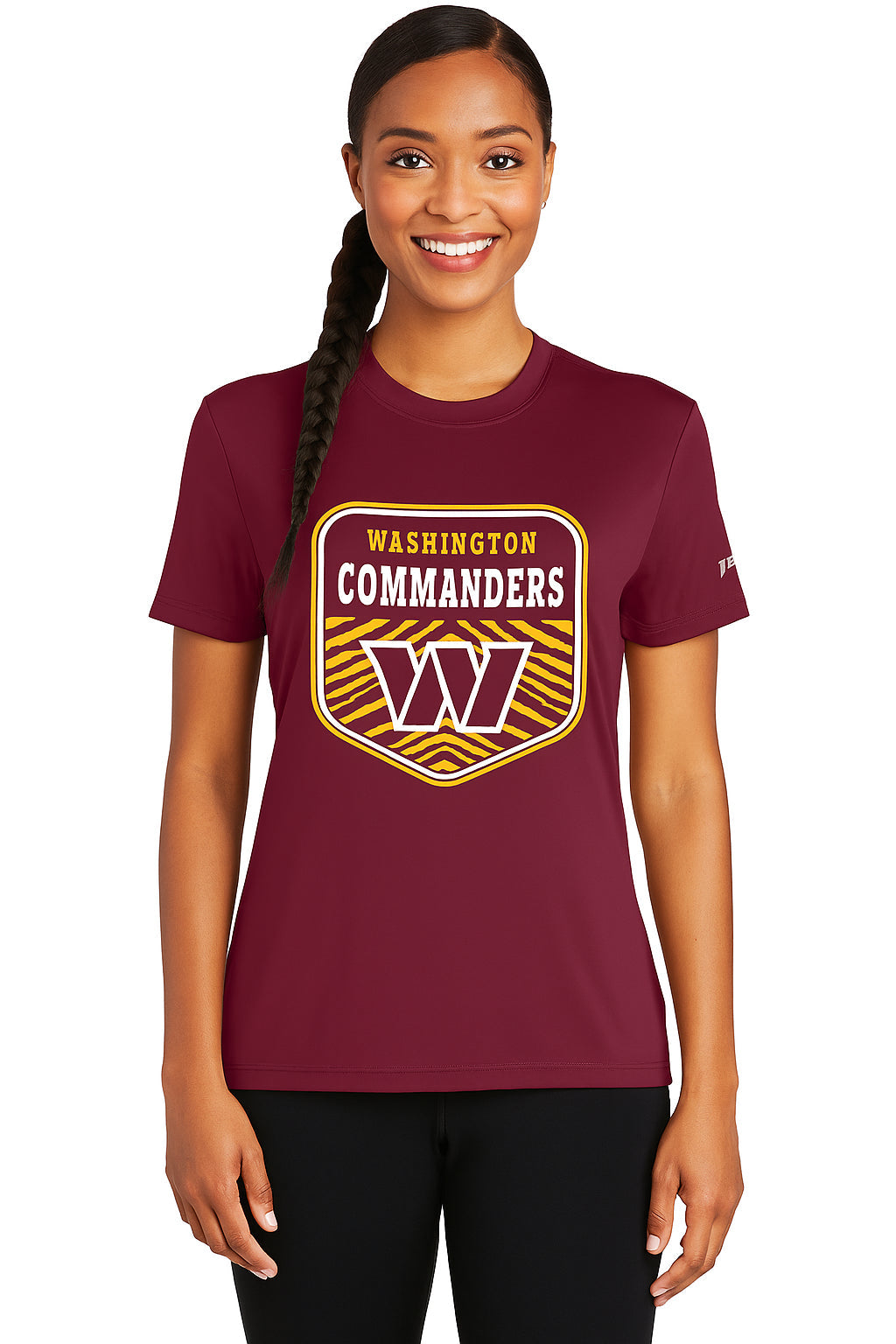 Zubaz NFL Women's Kicker Team Color Short Sleeve T-Shirt, Washington Commanders