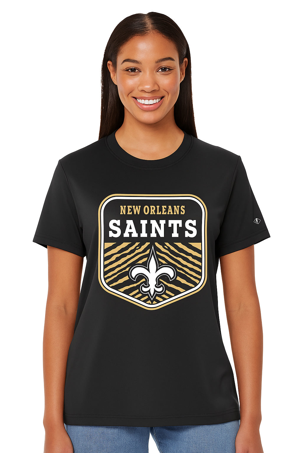 Zubaz NFL Women's Kicker Team Color Short Sleeve T-Shirt, New Orleans Saints