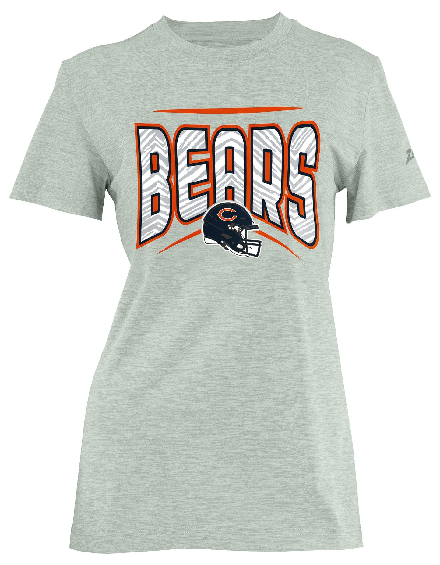 Zubaz NFL Women's Quarterback Heather Gray Color Short Sleeve T-Shirt, Chicago Bears