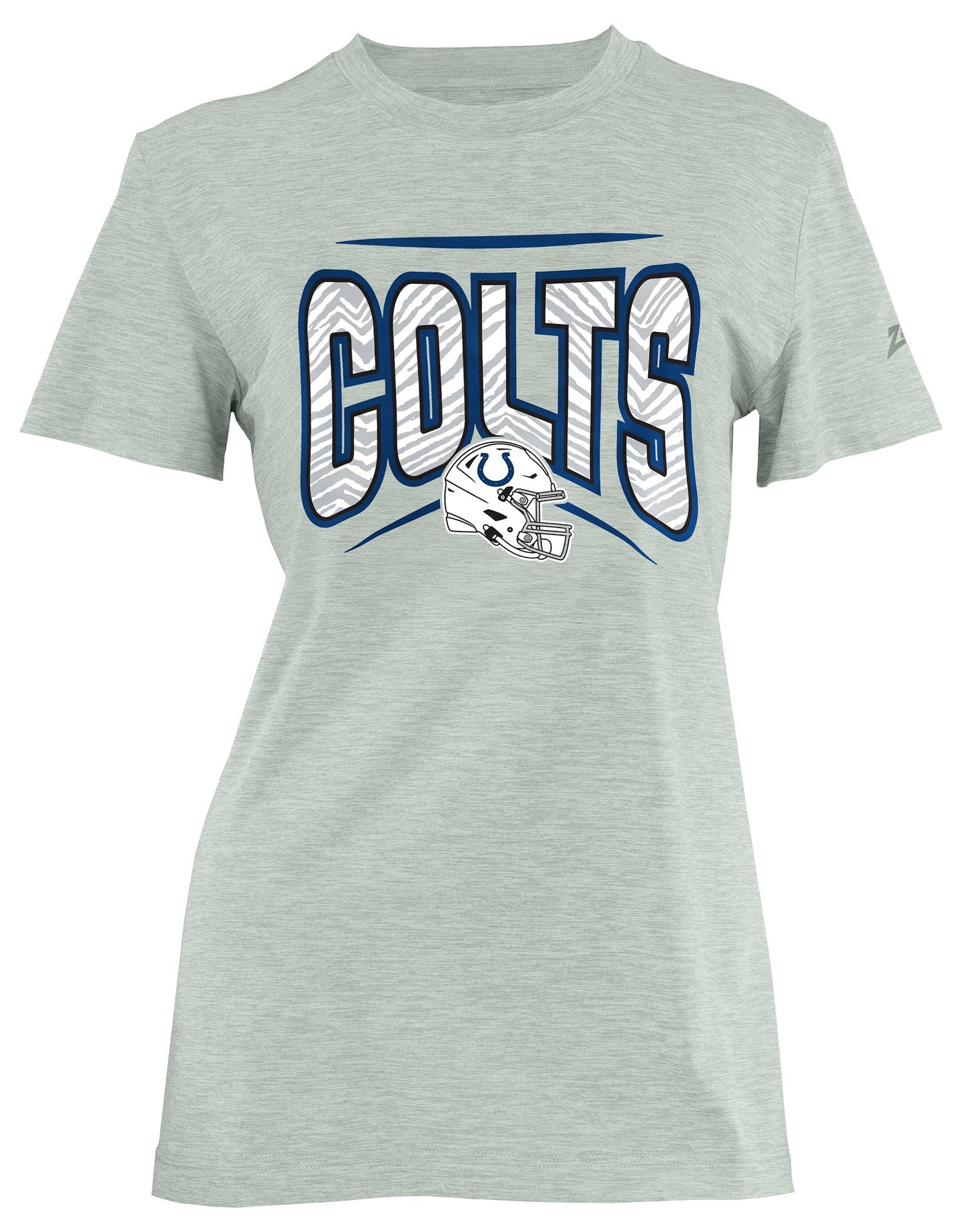 Zubaz NFL Women's Quarterback Heather Gray Color Short Sleeve T-Shirt, Indianapolis Colts