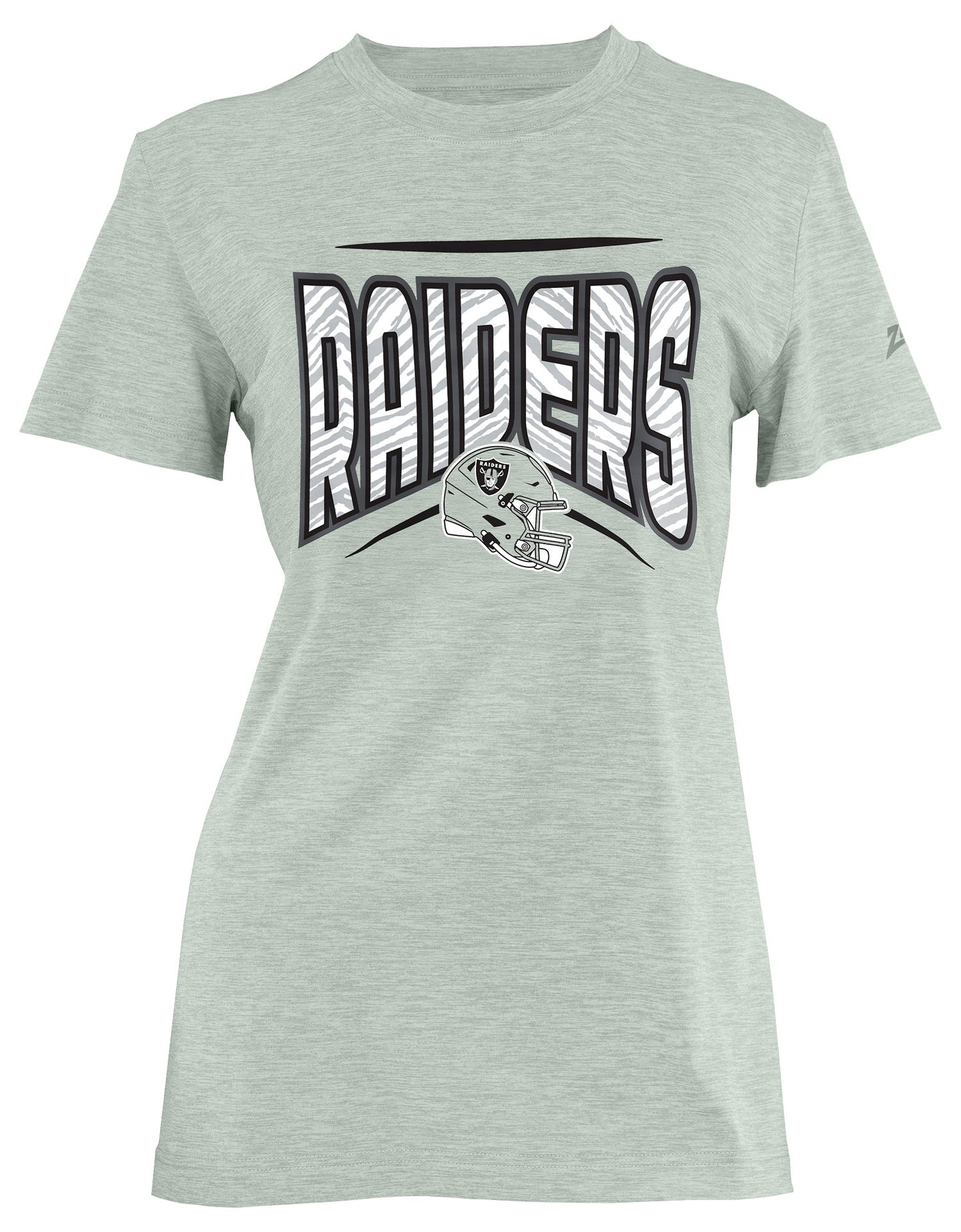 Zubaz NFL Women's Quarterback Heather Gray Color Short Sleeve T-Shirt, Las Vegas Raiders