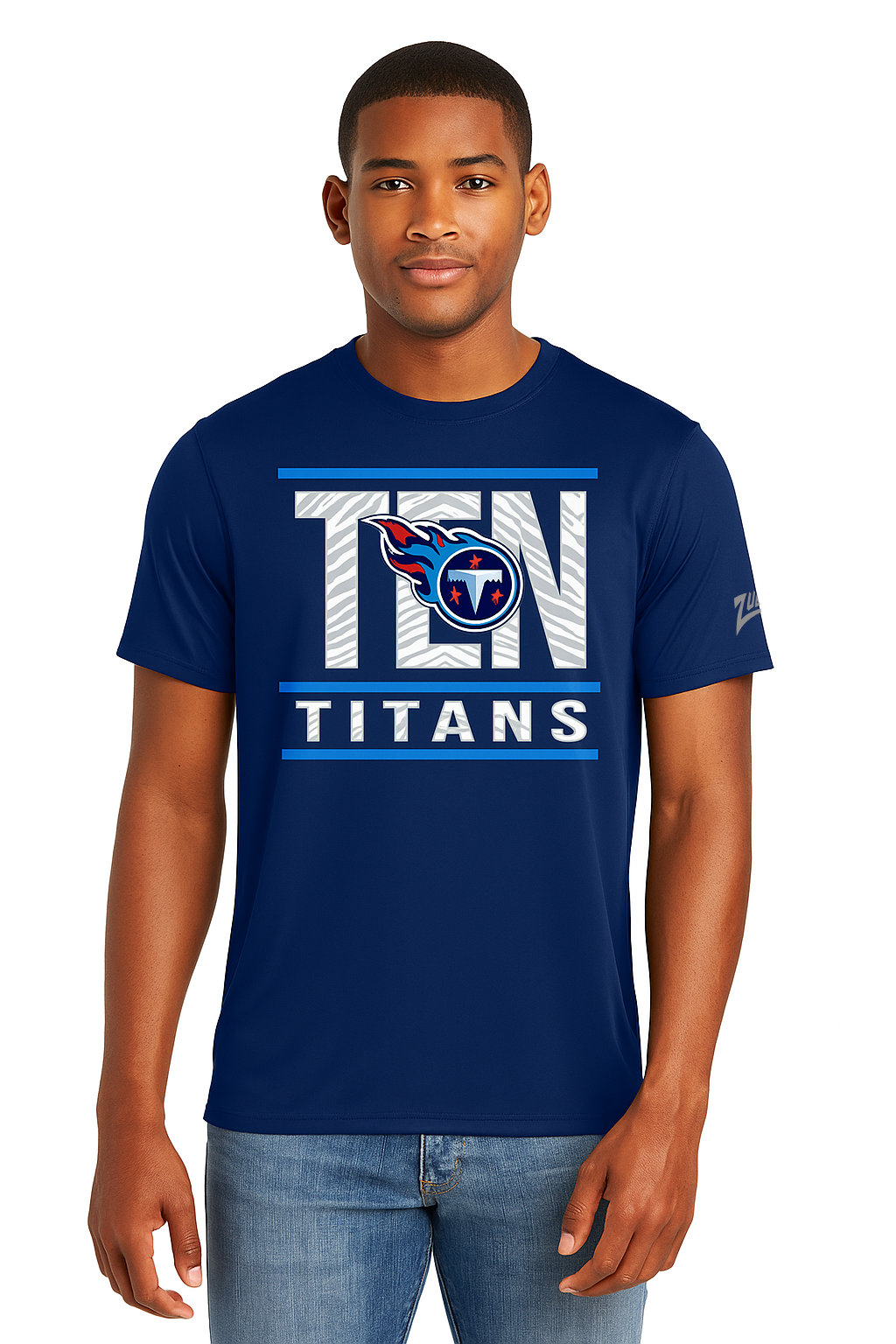 Zubaz NFL Men's Goal Line Team Color Short Sleeve T-Shirt, Tennessee Titans