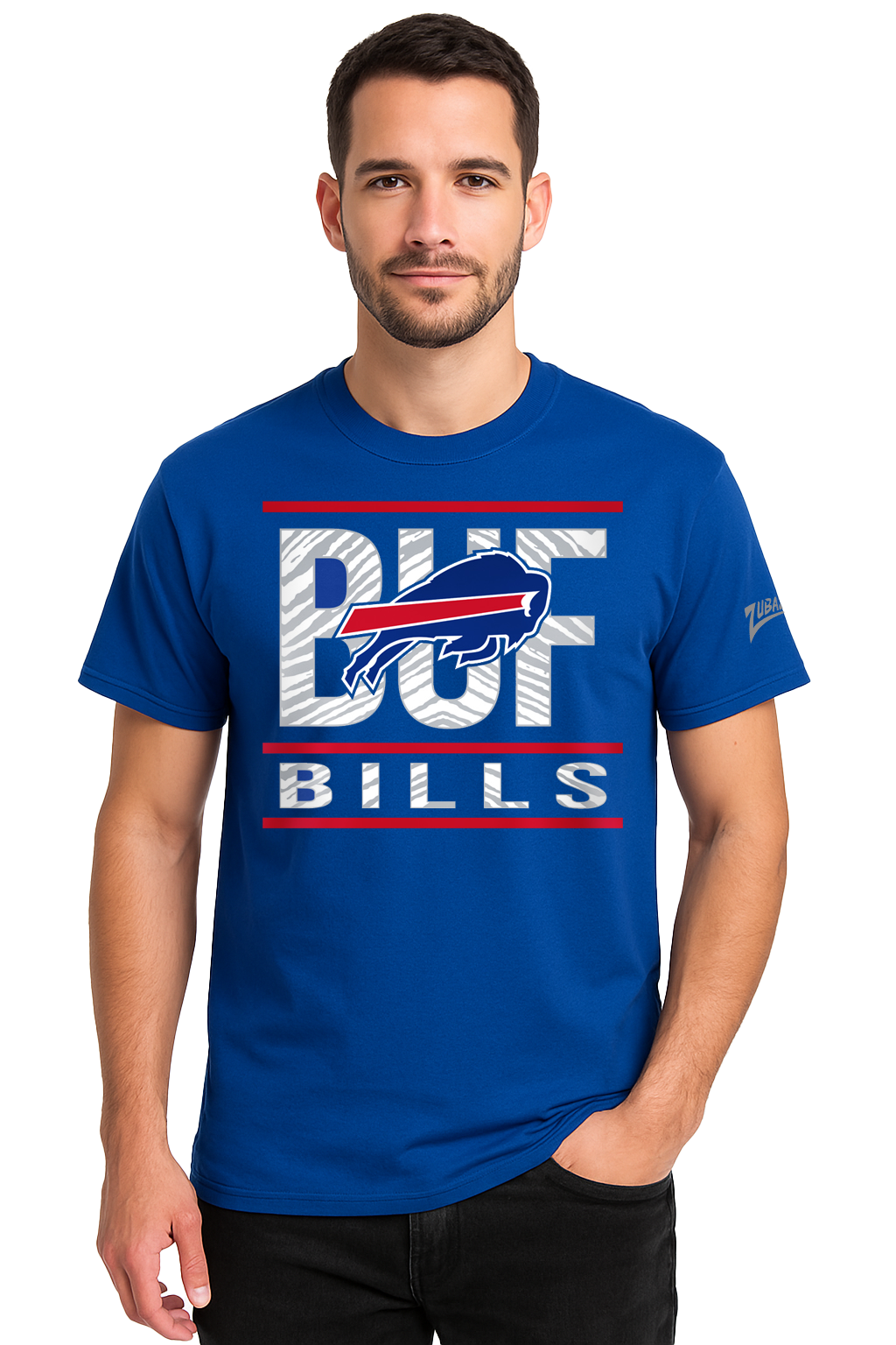 Zubaz NFL Men's Goal Line Team Color Short Sleeve T-Shirt, Buffalo Bills
