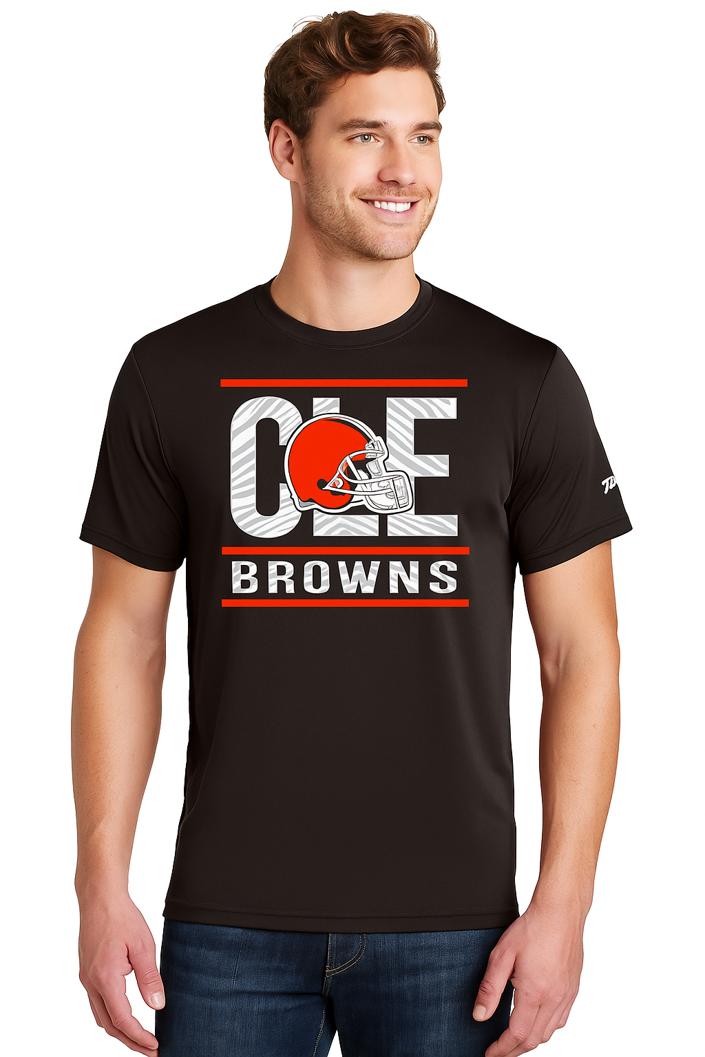 Zubaz NFL Men's Goal Line Team Color Short Sleeve T-Shirt, Cleveland Browns