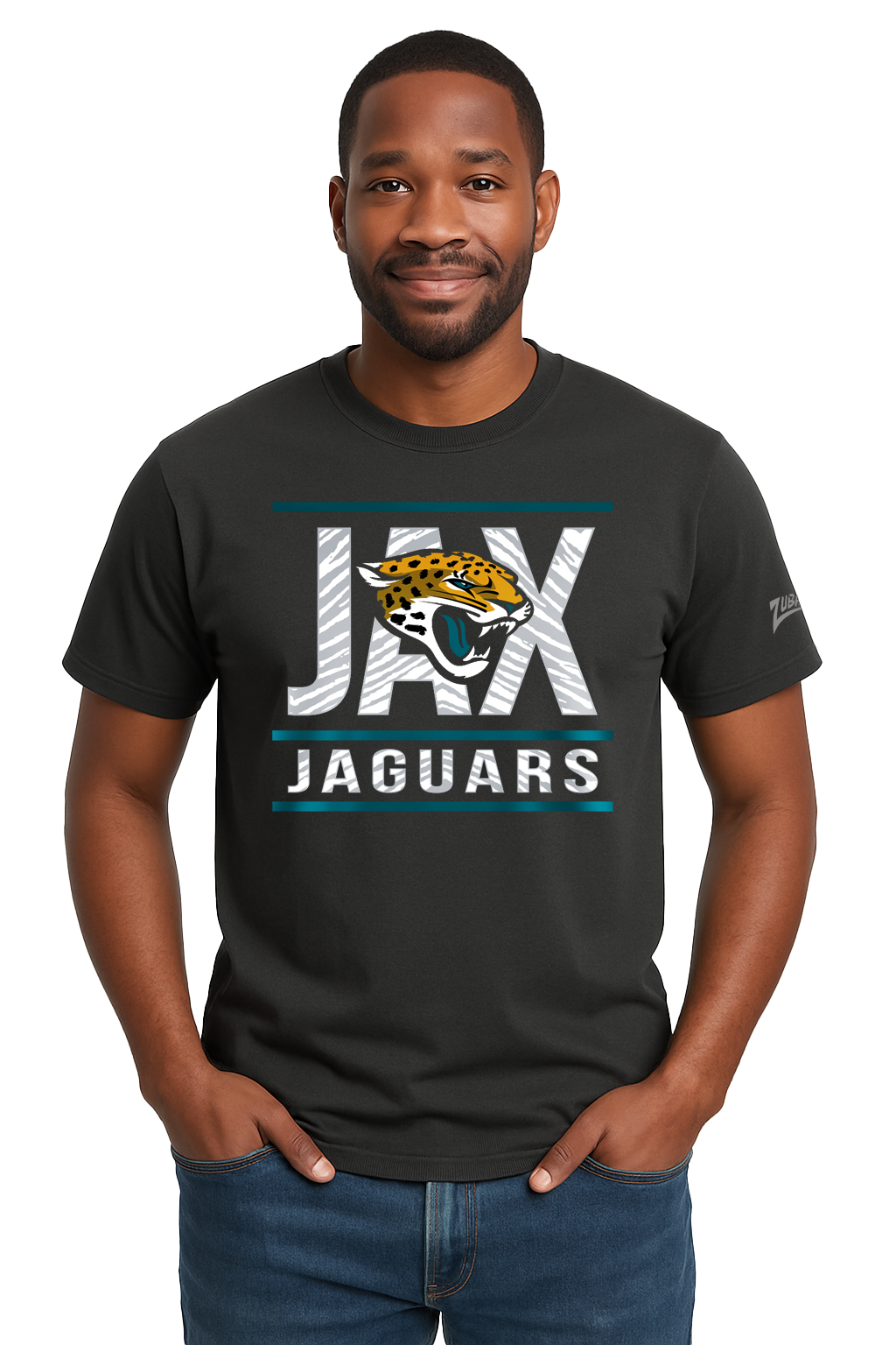 Zubaz NFL Men's Goal Line Team Color Short Sleeve T-Shirt, Jacksonville Jaguars