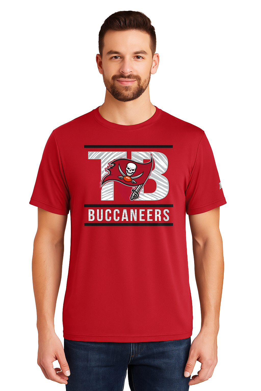 Zubaz NFL Men's Goal Line Team Color Short Sleeve T-Shirt, Tampa Bay Buccaneers