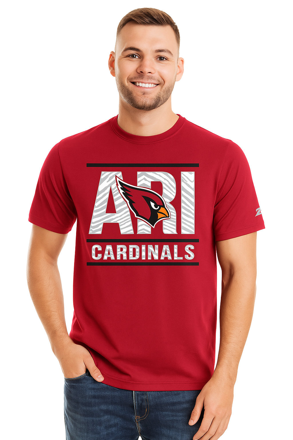 Zubaz NFL Men's Goal Line Team Color Short Sleeve T-Shirt, Arizona Cardinals