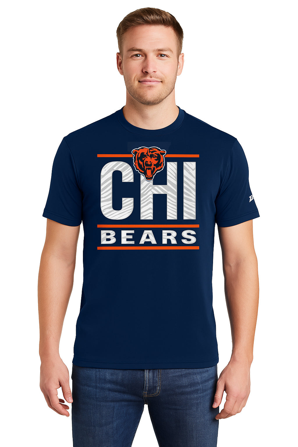 Zubaz NFL Men's Goal Line Team Color Short Sleeve T-Shirt, Chicago Bears