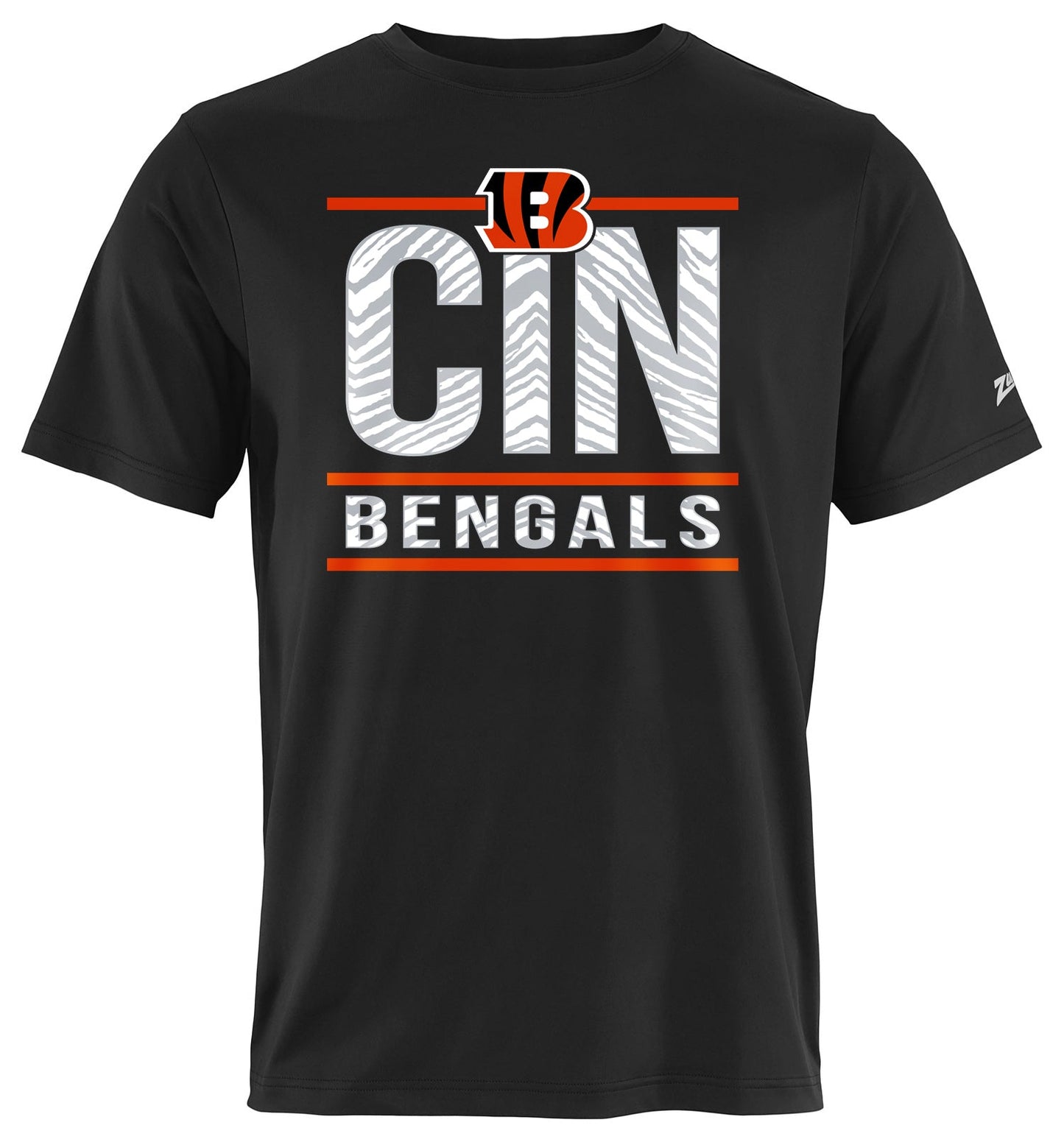 Zubaz NFL Men's Goal Line Team Color Short Sleeve T-Shirt, Cincinnati Bengals