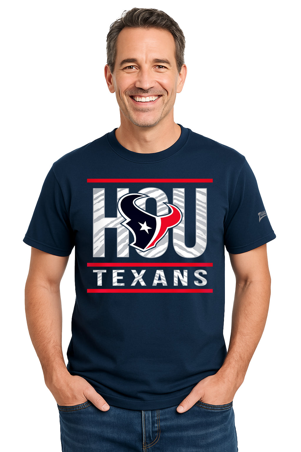 Zubaz NFL Men's Goal Line Team Color Short Sleeve T-Shirt, Houston Texans