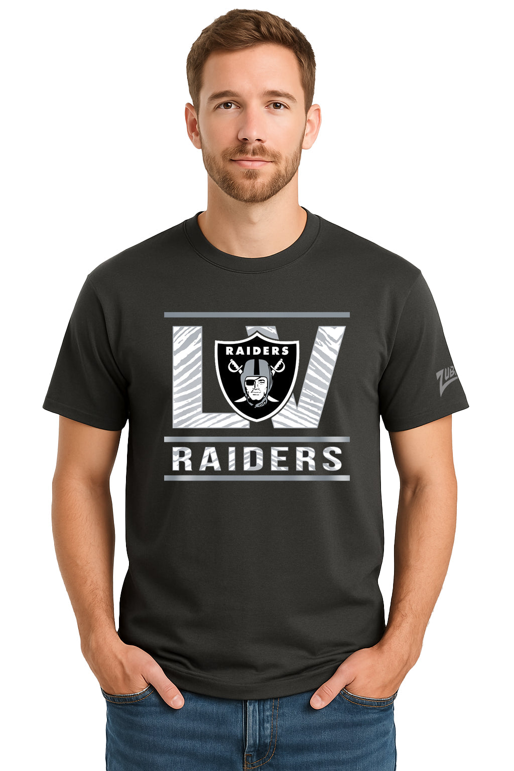 Zubaz NFL Men's Goal Line Team Color Short Sleeve T-Shirt, Las Vegas Raiders