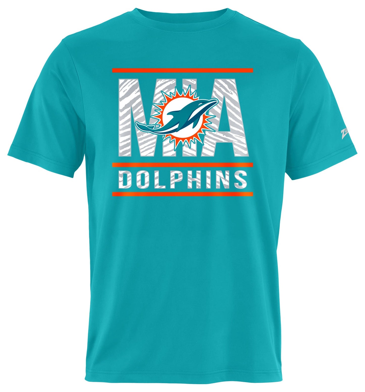 Zubaz NFL Men's Goal Line Team Color Short Sleeve T-Shirt, Miami Dolphins