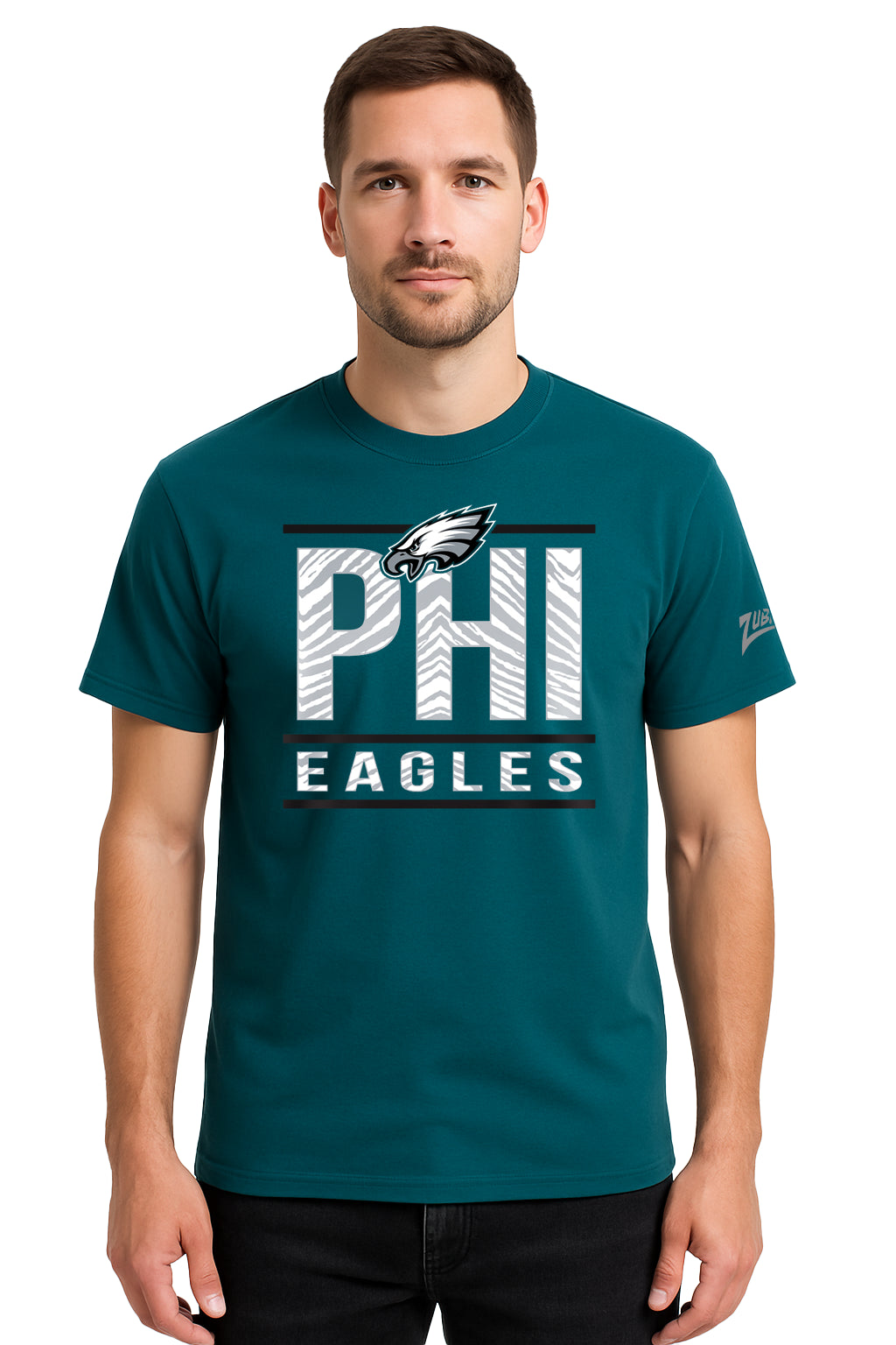 Zubaz NFL Men's Goal Line Team Color Short Sleeve T-Shirt, Philadelphia Eagles