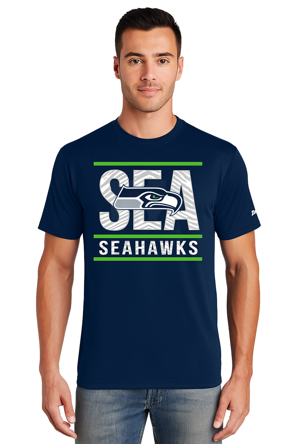 Zubaz NFL Men's Goal Line Team Color Short Sleeve T-Shirt, Seattle Seahawks