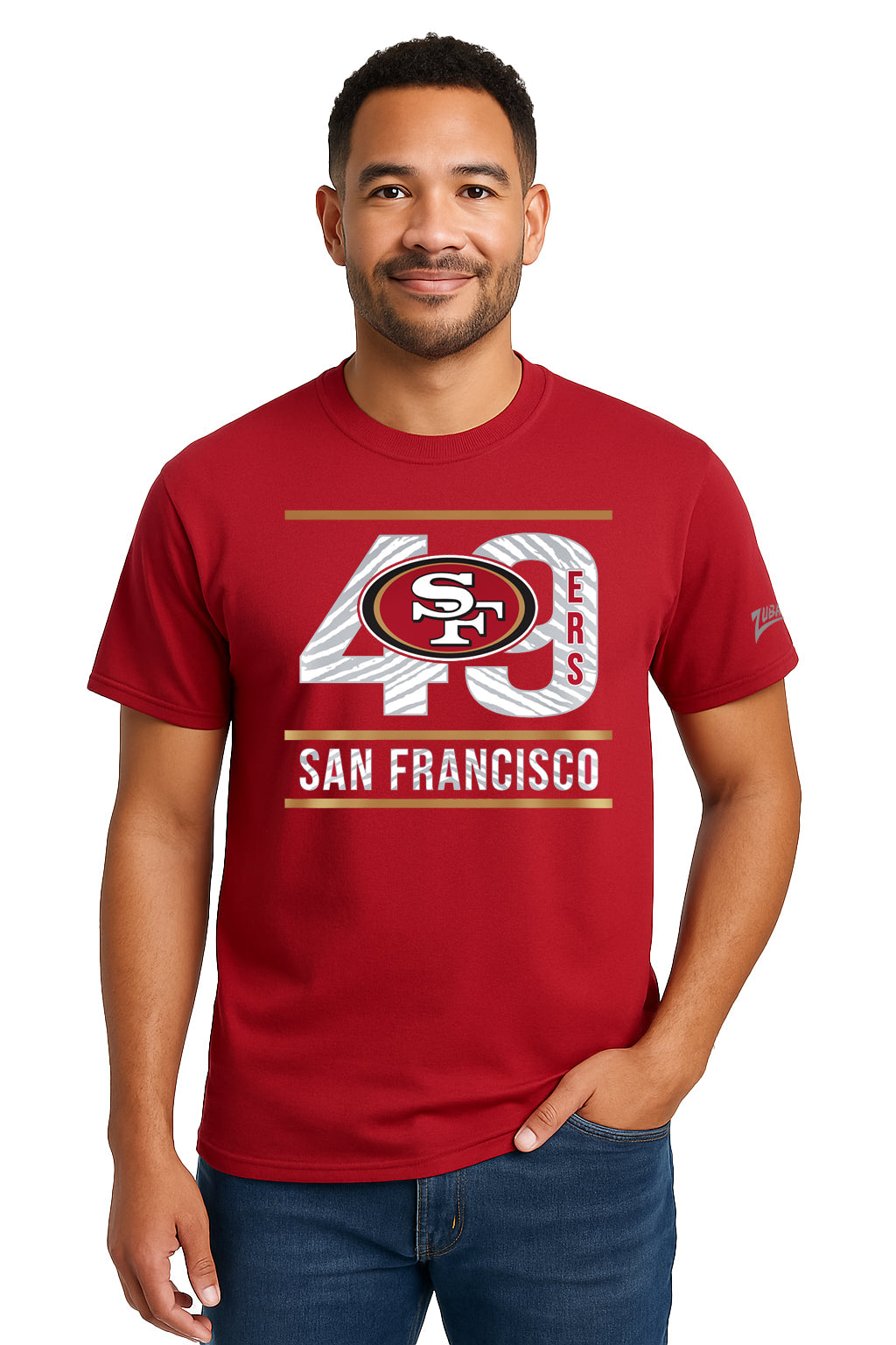 Zubaz NFL Men's Goal Line Team Color Short Sleeve T-Shirt, San Francisco 49ers
