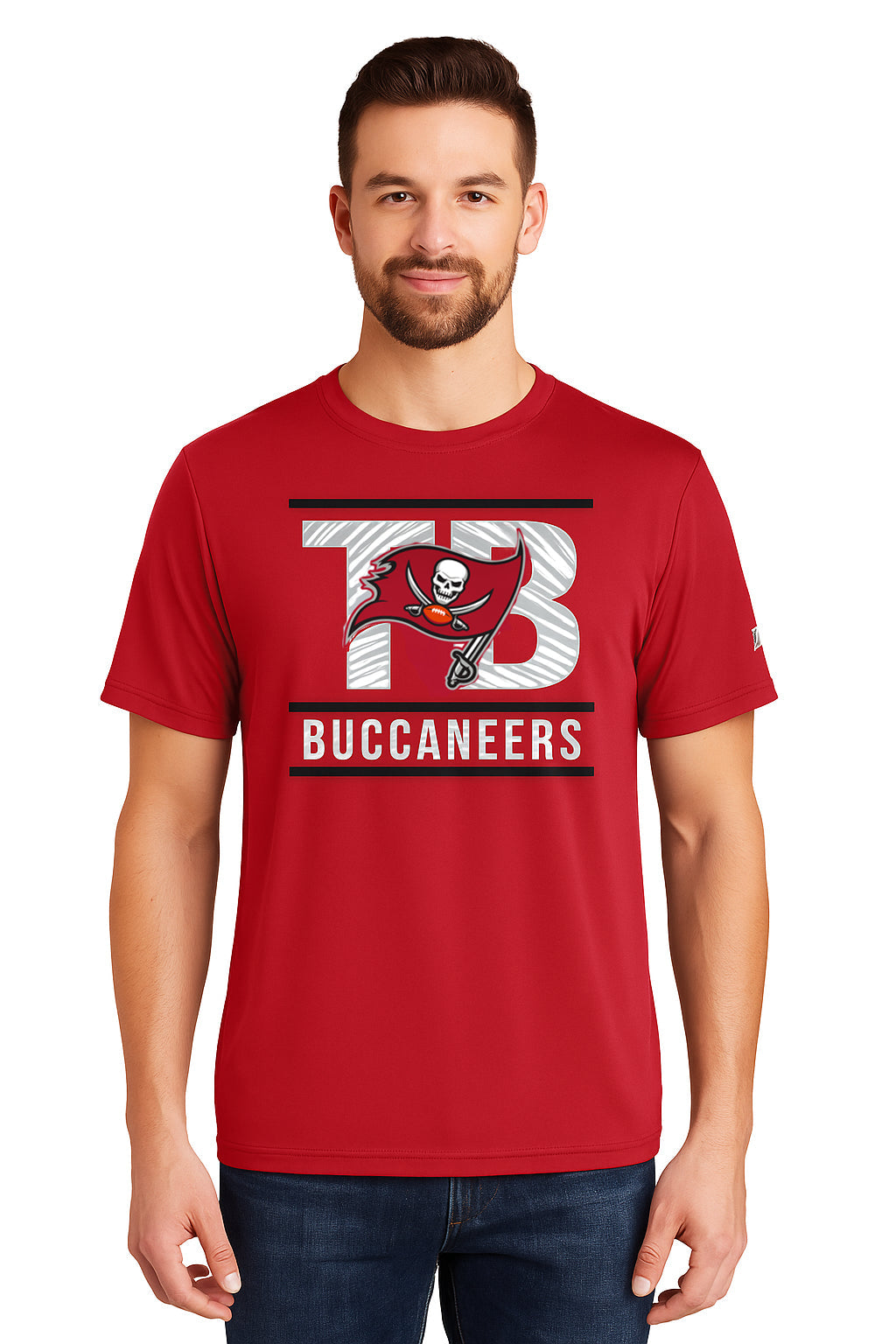 Zubaz NFL Men's Goal Line Team Color Short Sleeve T-Shirt, Tampa Bay Buccaneers