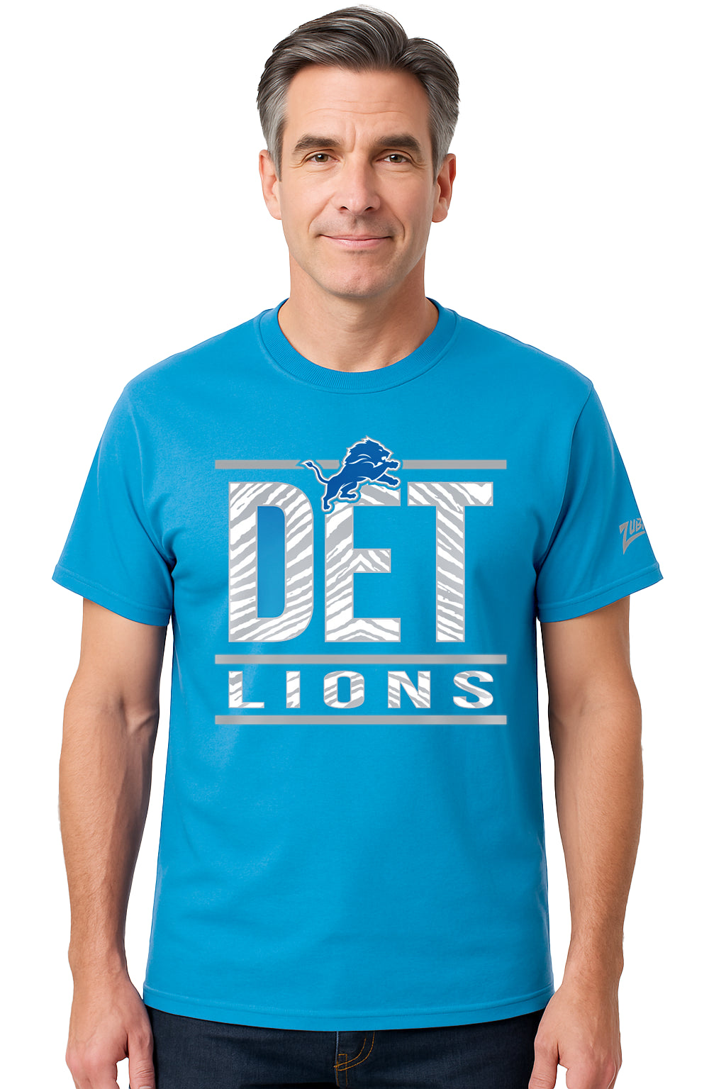 Zubaz NFL Men's Goal Line Team Color Short Sleeve T-Shirt, Detroit Lions