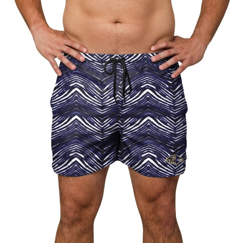 Zubaz NFL Men's Baltimore Ravens Exclusive 5.5 Inch Swim Trunk