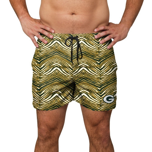 Zubaz NFL Men's Green Bay Packers Exclusive 5.5 Inch Swim Trunk