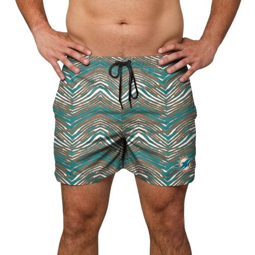 Zubaz NFL Men's Miami Dolphins Exclusive 5.5 Inch Swim Trunk