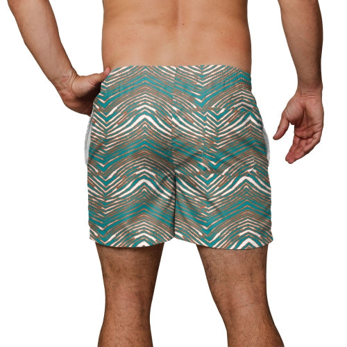 Zubaz NFL Men's Miami Dolphins Exclusive 5.5 Inch Swim Trunk