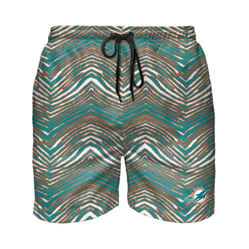 Zubaz NFL Men's Miami Dolphins Exclusive 5.5 Inch Swim Trunk