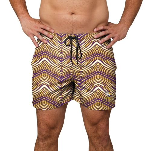 Zubaz NFL Men's Minnesota Vikings Exclusive 5.5 Inch Swim Trunk