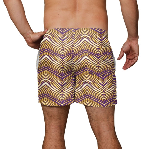 Zubaz NFL Men's Minnesota Vikings Exclusive 5.5 Inch Swim Trunk