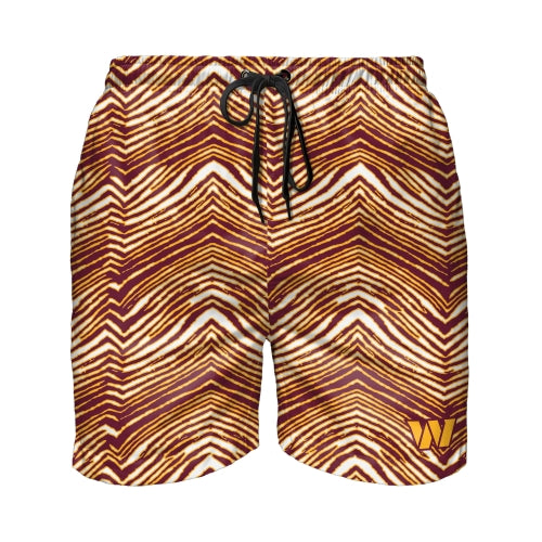 Zubaz NFL Men's Washington Commanders Exclusive 5.5 Inch Swim Trunk