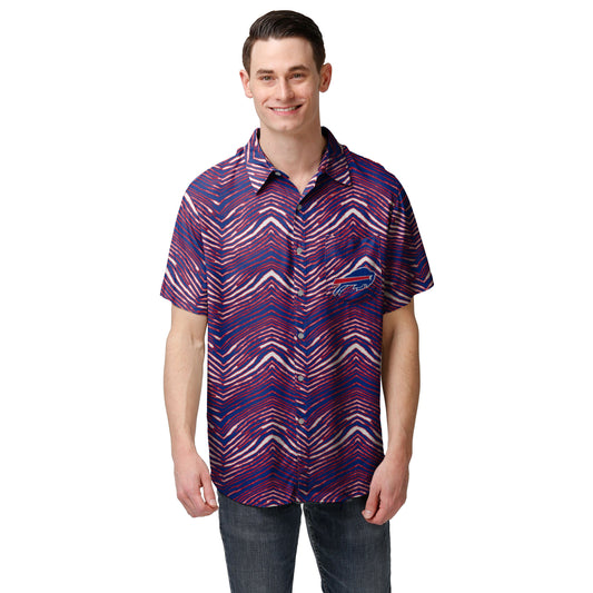 Zubaz NFL Men's Buffalo Bills Exclusive Button Up Shirt