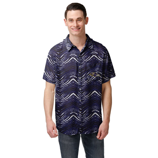 Zubaz NFL Men's Baltimore Ravens Exclusive Button Up Shirt