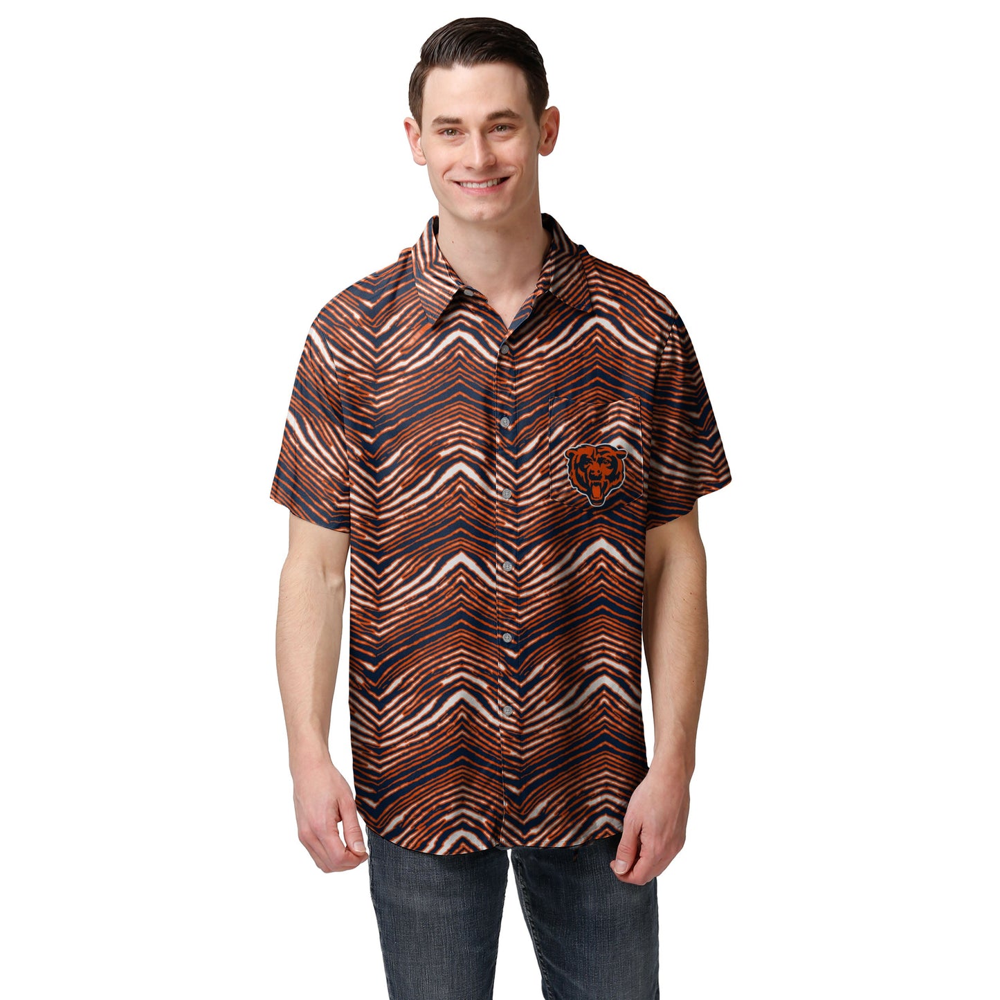 Zubaz NFL Men's Chicago Bears Exclusive Button Up Shirt