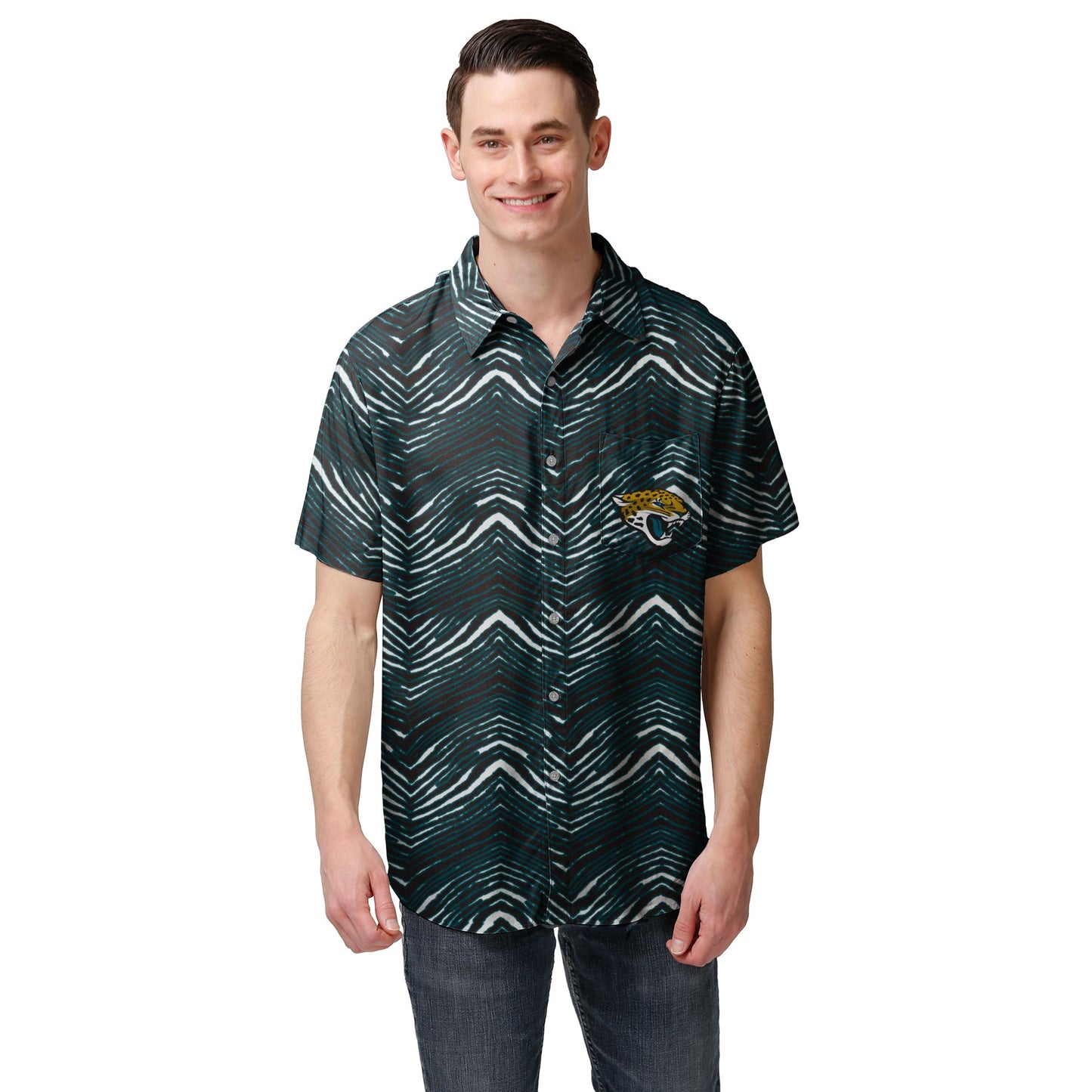Zubaz NFL Men's Jacksonville Jaguars Exclusive Button Up Shirt