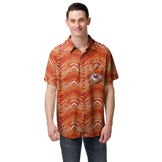 Zubaz NFL Men's Kansas City Chiefs Exclusive Button Up Shirt