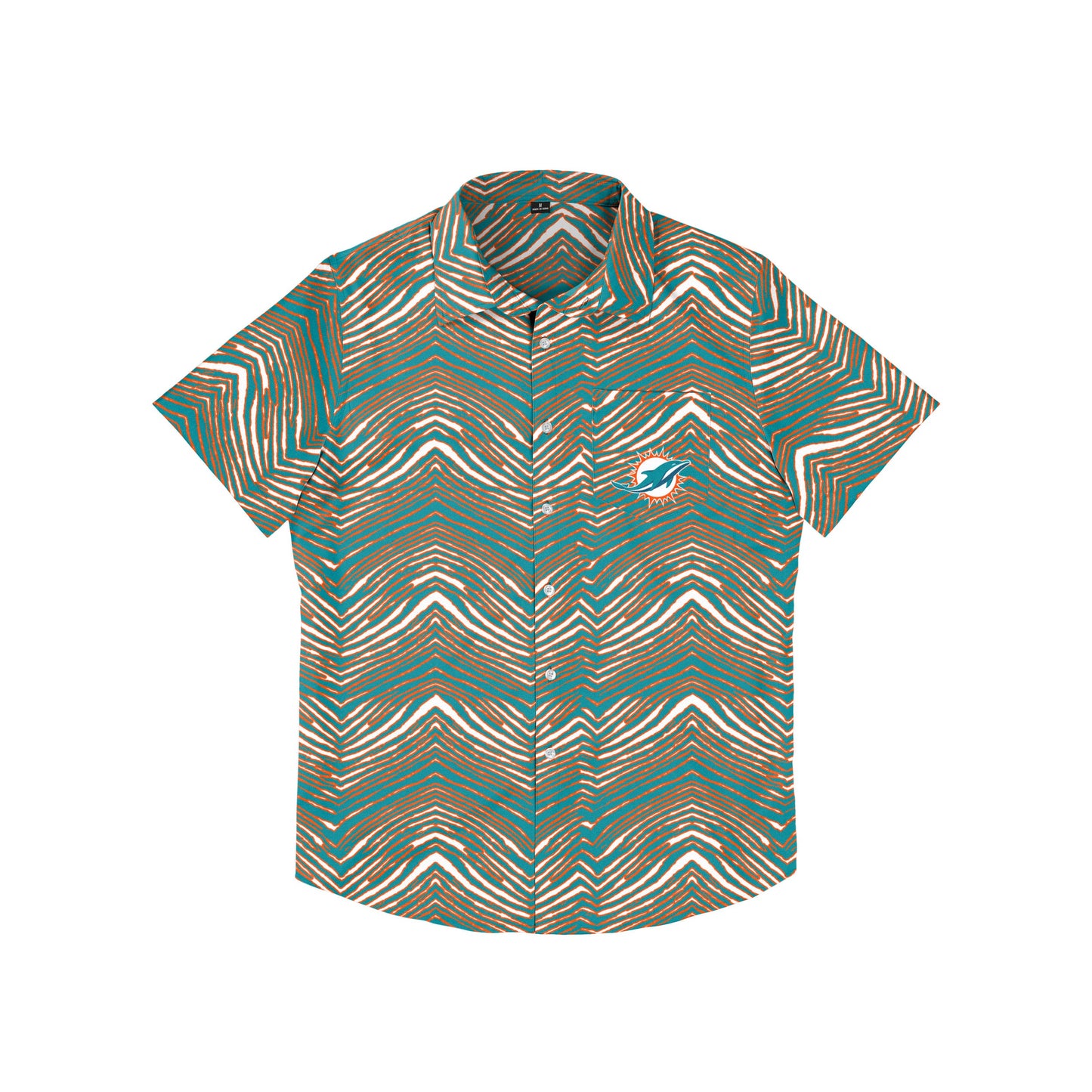 Zubaz NFL Men's Miami Dolphins Exclusive Button Up Shirt