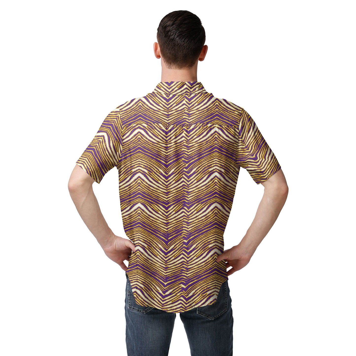 Zubaz NFL Men's Minnesota Vikings Exclusive Button Up Shirt