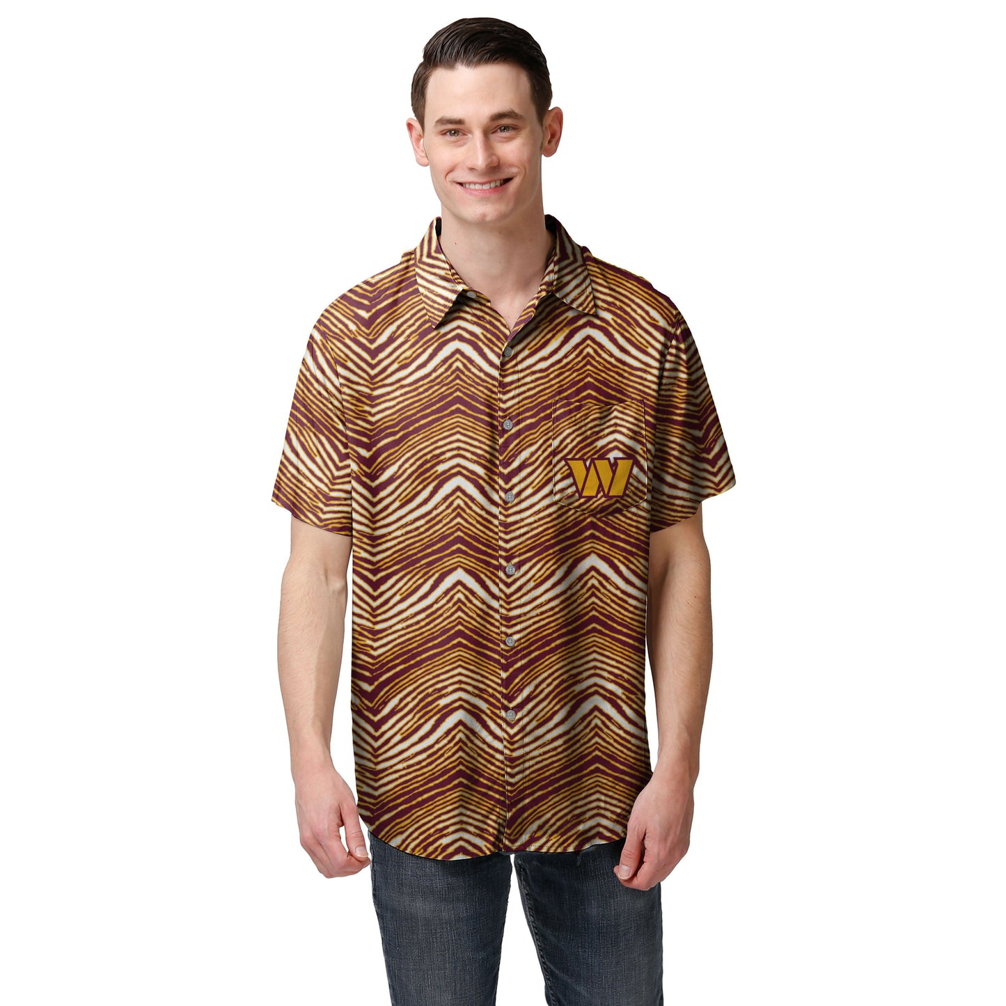 Zubaz NFL Men's Washington Commanders Exclusive Button Up Shirt